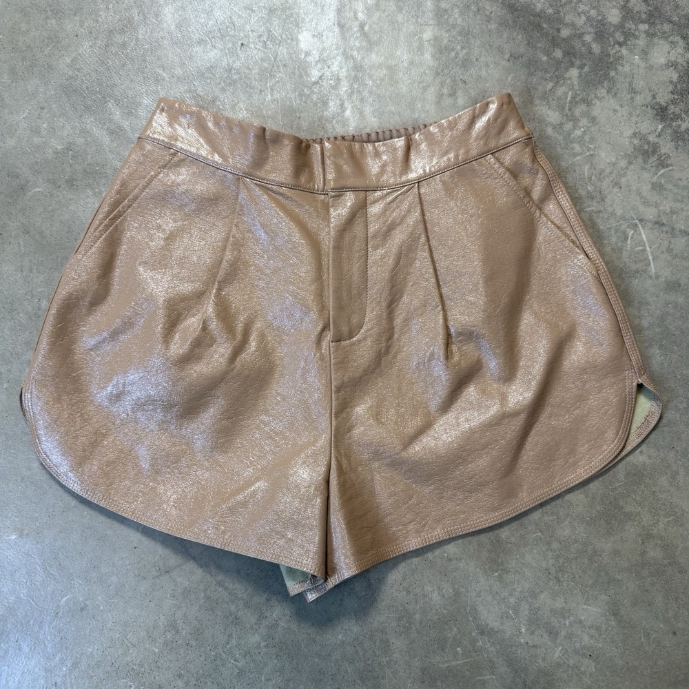 Grey‎ Lab Shorts Womens Size Medium Brown Stylish Light Faux Leather High Waist